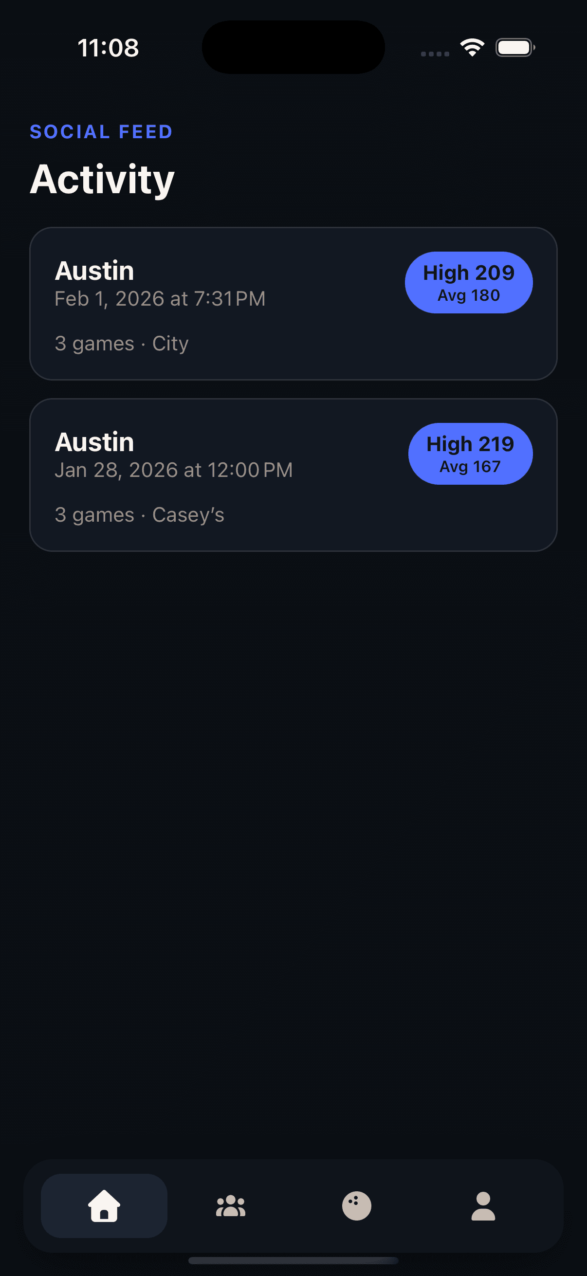 Social highlights feed